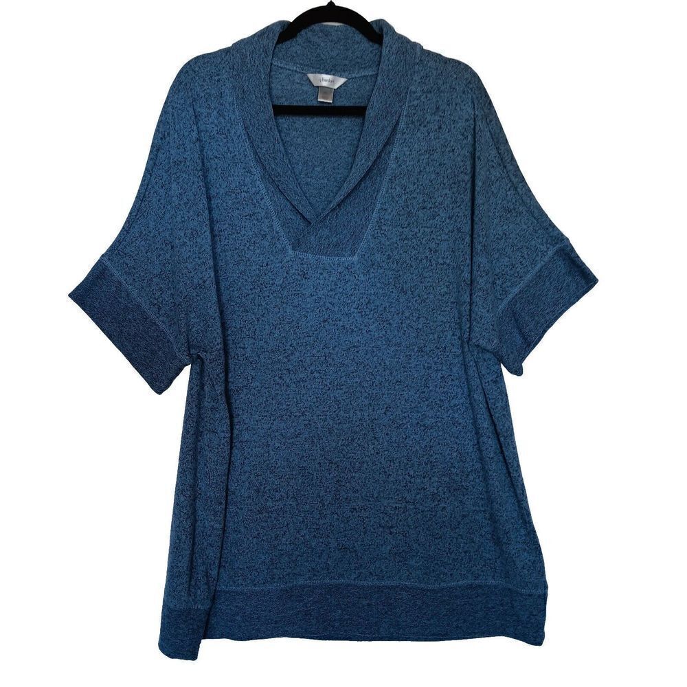 Women's CJ Banks Size 1X Blue Heathered Short Sleeve Jersy Knit Top